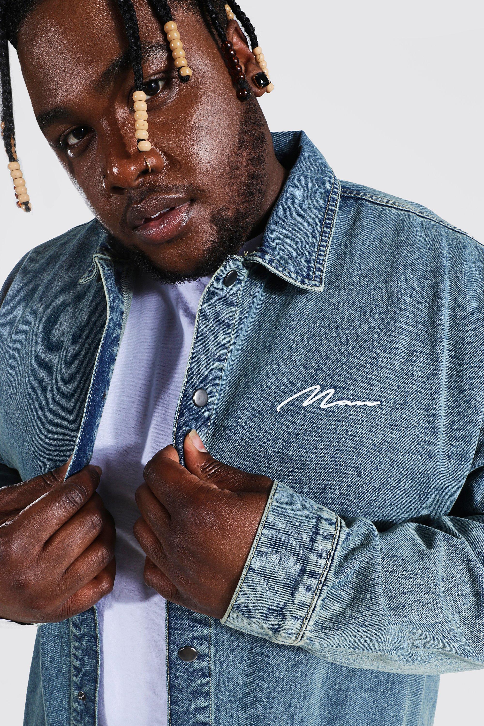 Mens longline denim shirt online